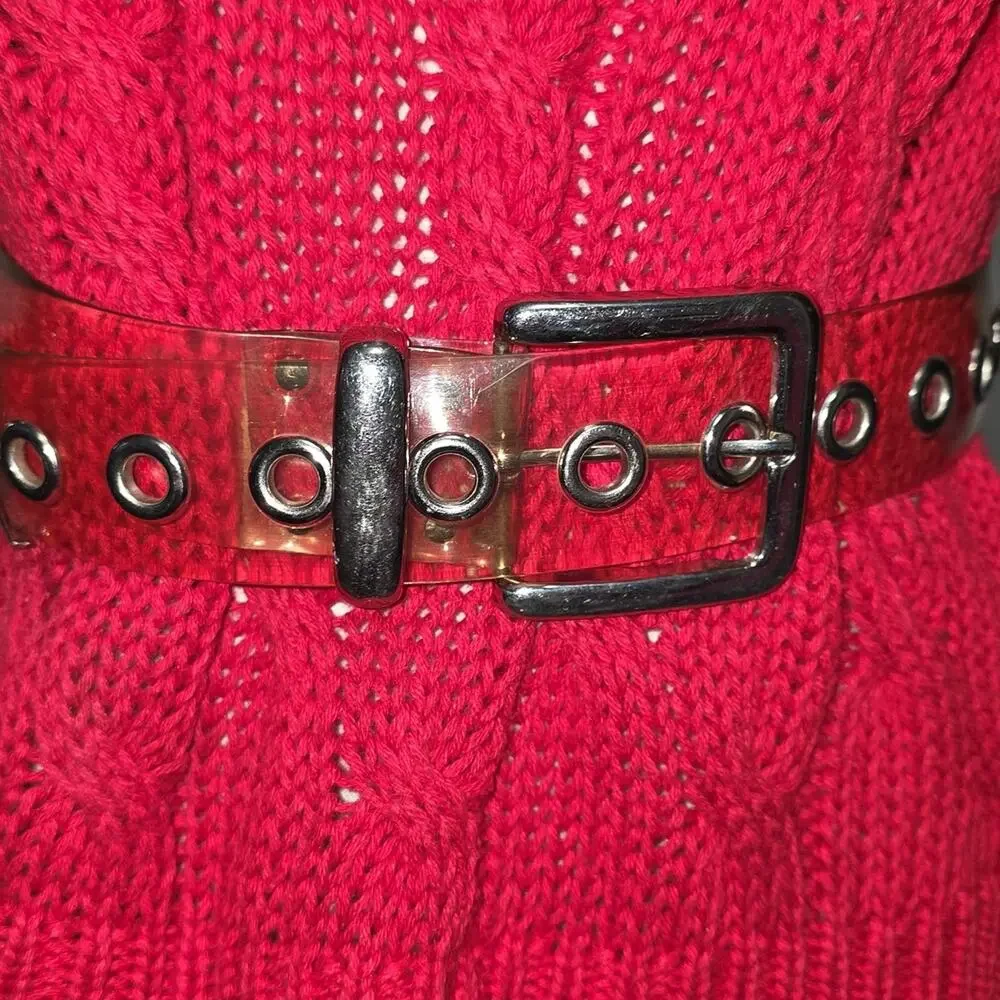 Vintage Retro Clear Jelly PVC Plastic Belt with Silver Metal Accents OS